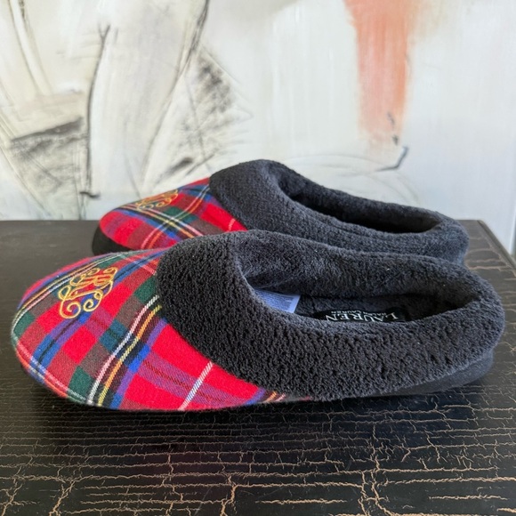 Ralph Lauren Dark Gray Plush Slippers - Picture 3 of 7